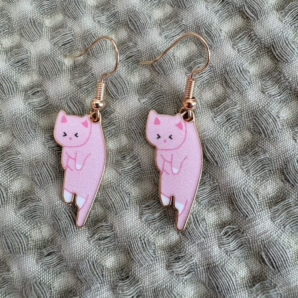 Pink Cat Earrings